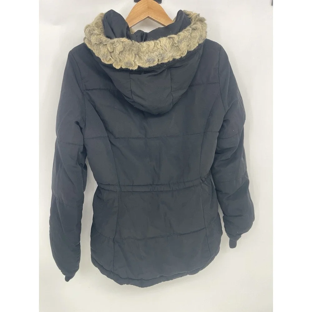 H&M Divided Womens Size 4 Loose‎ Light Black Hooded Long Puffer Jacket